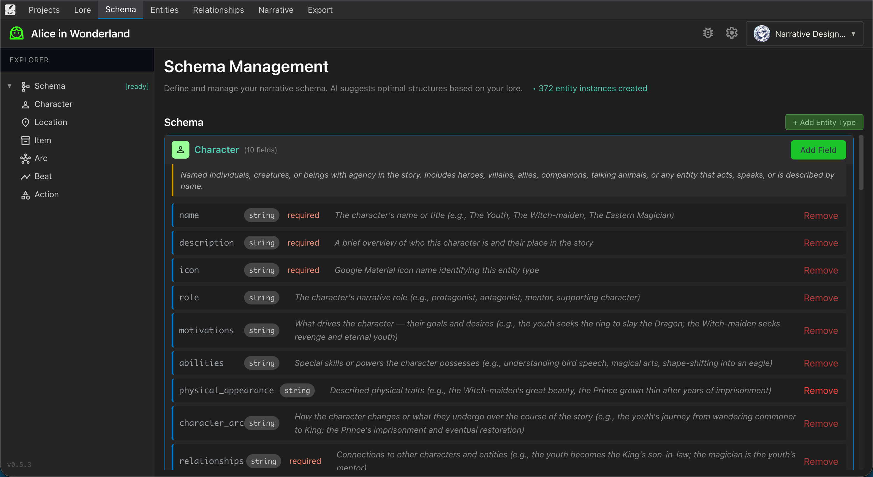 AI-generated schema management